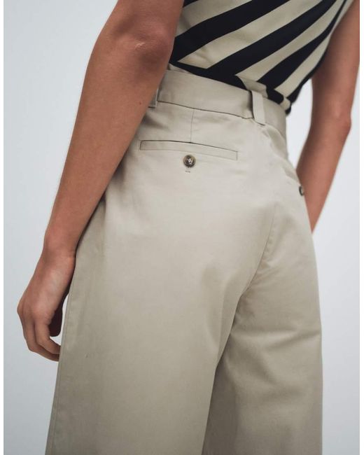 & Other Stories White Cotton Blend Wide Leg Pants With Pleated Detailing