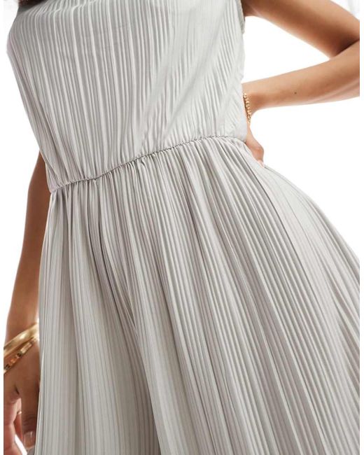 Vero Moda White High Neck Sleeveless Plisse Jumpsuit