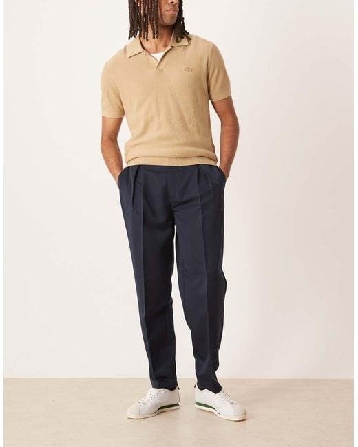 ASOS Blue Smart Pleated Oversized Tapered Trousers for men