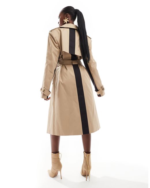 French Connection Natural – twill-trenchcoat mit kontraststreifen