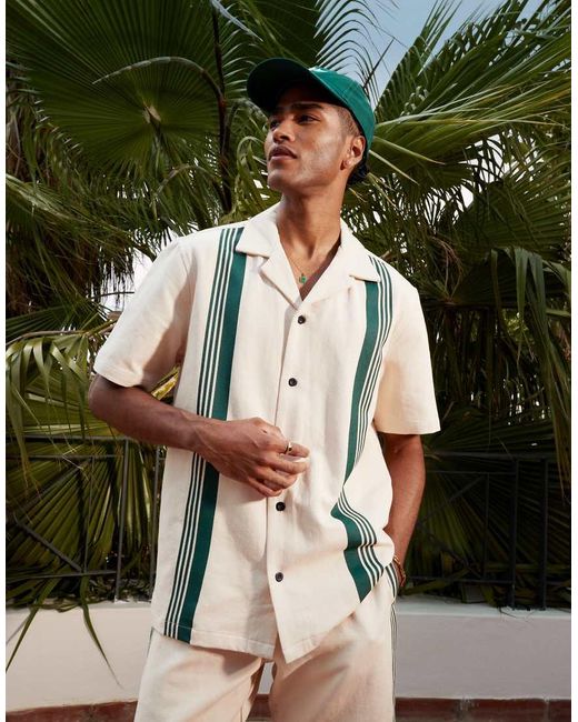 Alma de Ace Gray Stripe Detail Short Sleeve Shirt for men