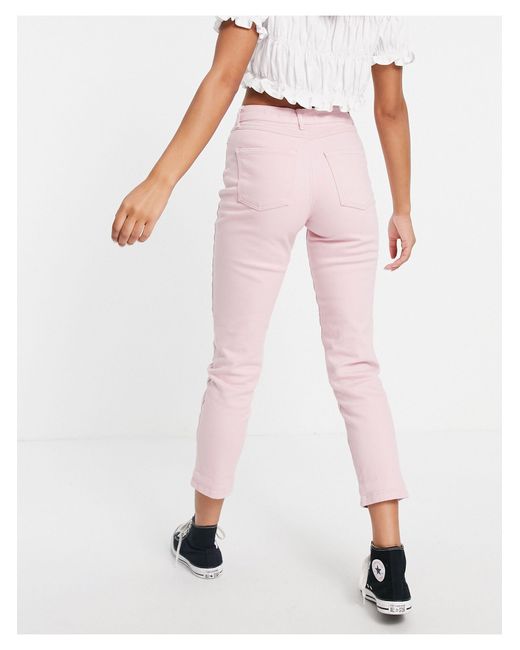 ASOS DESIGN high rise 'slouchy' mom jeans in hot pink