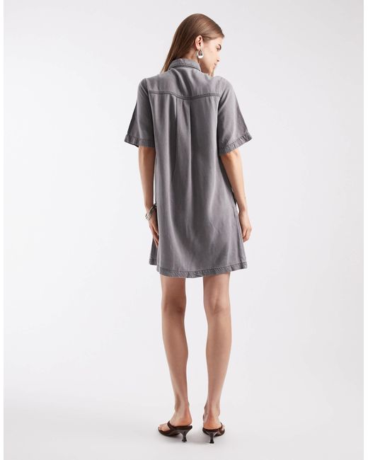Object Gray Button Down Mini Dress