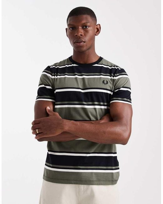 Fred Perry Gray Striped T-shirt for men
