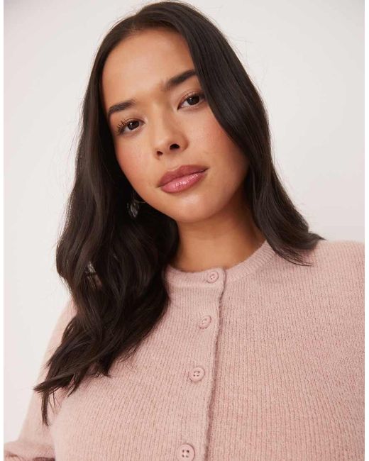 ASOS Pink Asos Design Curve Crew Neck Micro Cardigan