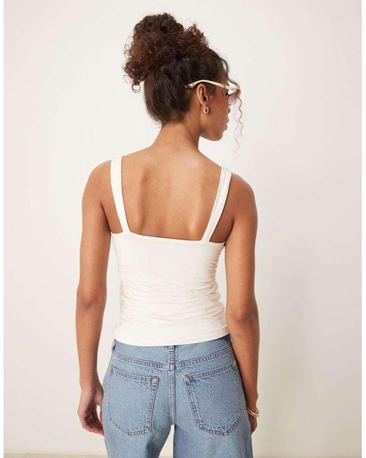 Abercrombie & Fitch White Sweetheart Neckline Contrast Top