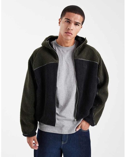 Cotton On Black Hooded Teddy Jacket for men