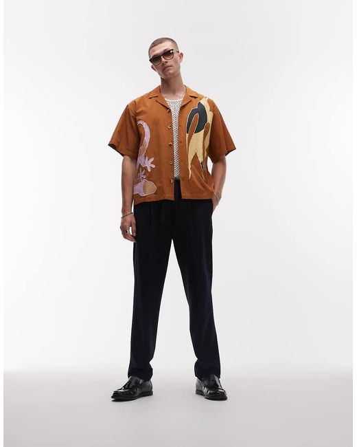 Topman Toelopende Broek Van Seersucker in het Blue voor heren