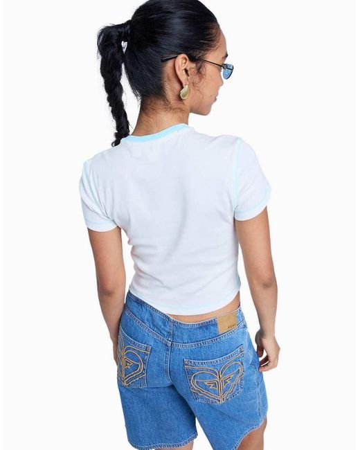 Roxy White Sea You Later Fitted Tshirt
