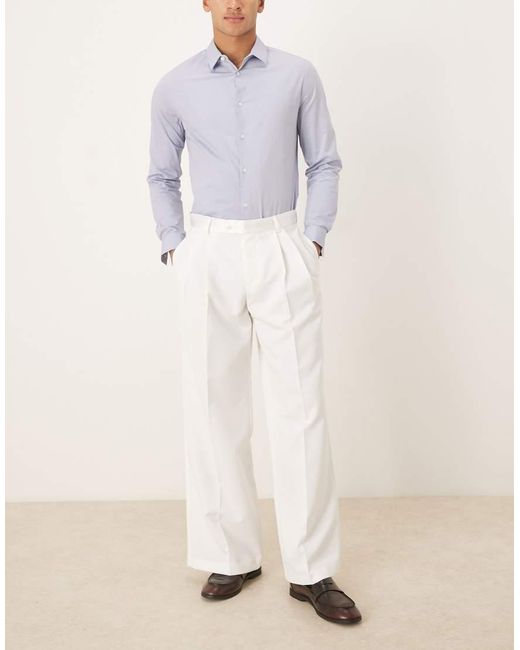 Pantalones De Vestir Blancos De Pernera Suelta Con Pinzas Dobles Y Cinturilla De Satén De ASOS de hombre de color Natural