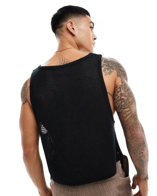 ASOS Black Cropped Vest for men