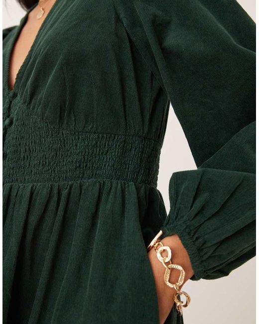 Nobody's Child Green Riley Corduroy V-neck Midi Dress
