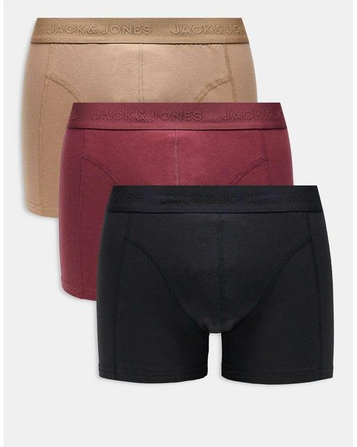 Jack & Jones Red 3 Pack Trunks for men