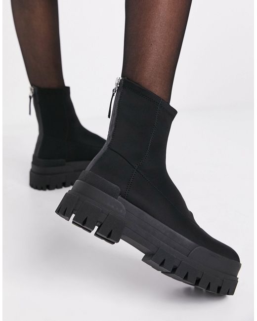 Bershka Sock Boots Met Dikke Zool in het Black
