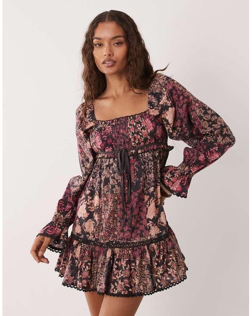 Miss Selfridge Multicolor Milkmaid Smock Dress