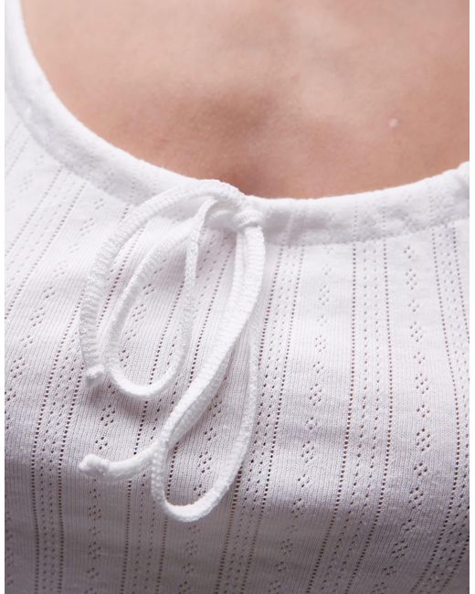 TOPSHOP Gray Pointelle Tie Front Cami Top