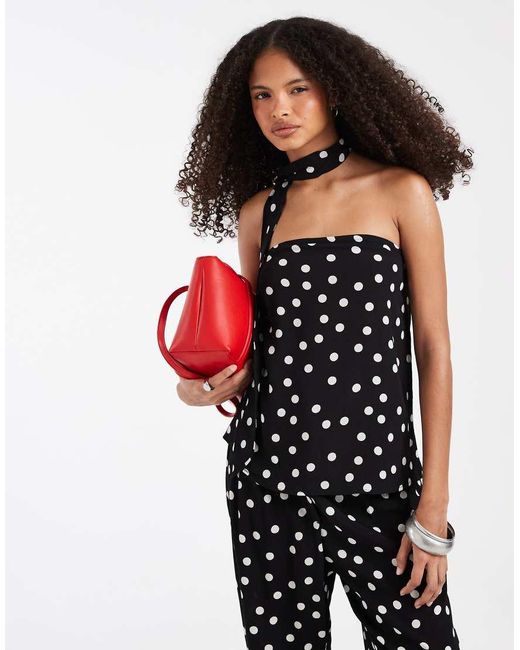 Vero Moda Black Woven Bandeau Top With Scarf Detail Co-Ord