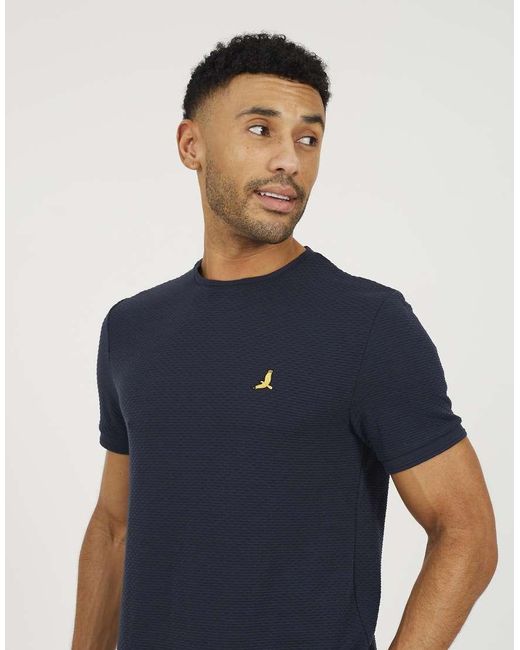 Brave Soul Blue Embroidered Crew Neck T-Shirt for men