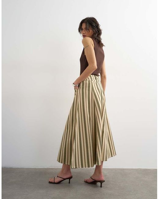 TOPSHOP Natural Denim Circle Seamed Maxi Skirt