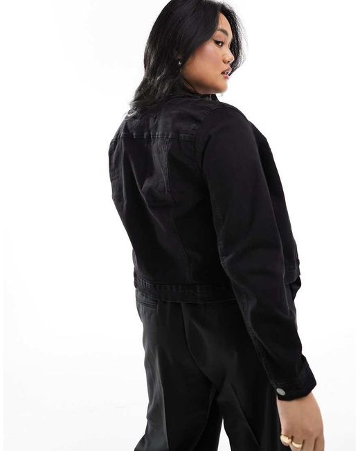 Vero Moda Cropped Denim Jack in het Black