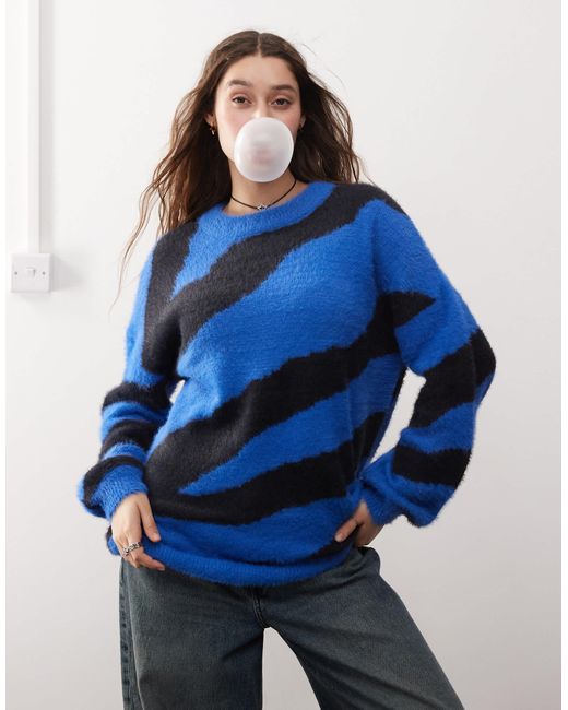 Noisy May Blue – texturierter oversize-strickpullover