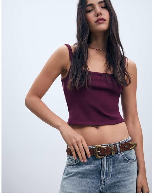 Ceinture à clous ronds - marron Stradivarius en coloris Blue