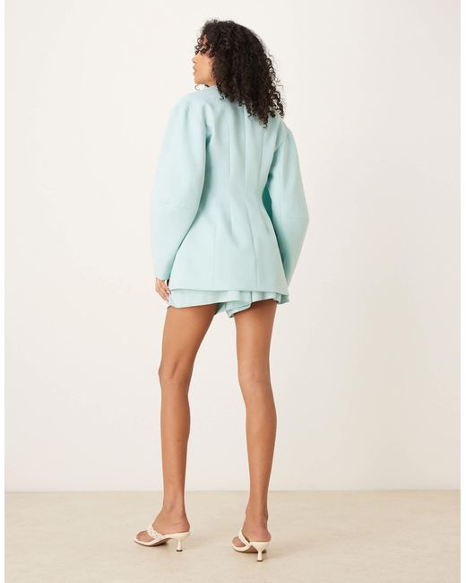 ASOS Blue Cocoon Sleeve Collarless Blazer Co-Ord