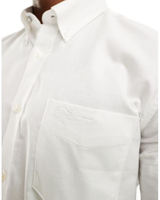 Ben Sherman – langärmliges oxford-hemd in White für Herren