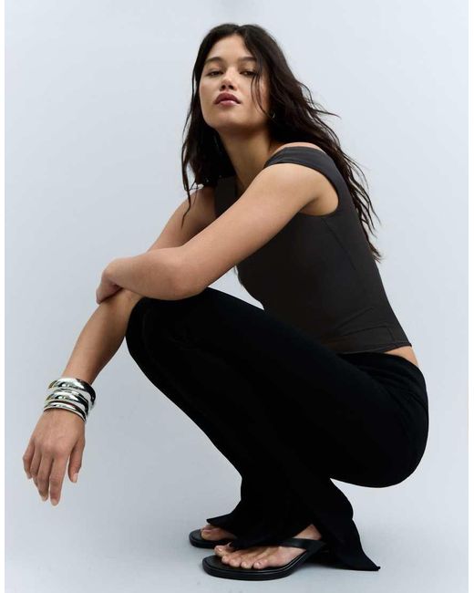 Bershka Black Asymmetric Ruched Strap Body