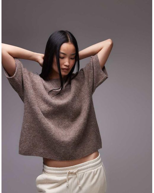 ARKET Gray Alpaca And Wool Blend Short Sleeve Sweater