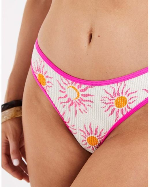 River Island White Sun Print Bikini Brief