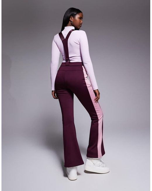 Threadbare Ski Salopettes Met Contrastpanelen in het Purple