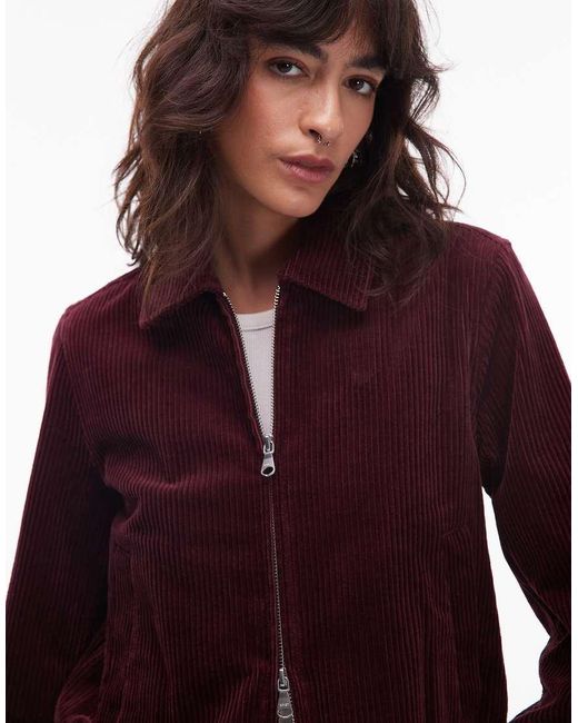 ARKET Purple Cord Blouson Jacket With Zip Front
