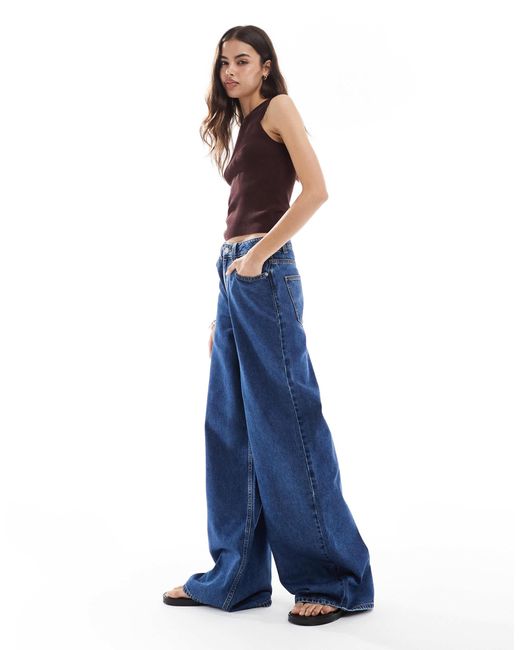 ASOS Blue Asos Design Tall High Waist Wide Leg Jeans