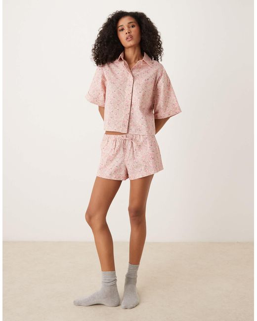 Georgie - short tissé à petites fleurs vintage à assortir-pas ASOS en coloris Pink