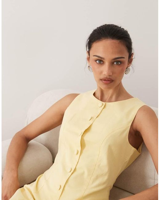 Nobody's Child Natural Polly Cotton Sleeveless Button Down Mini Dress