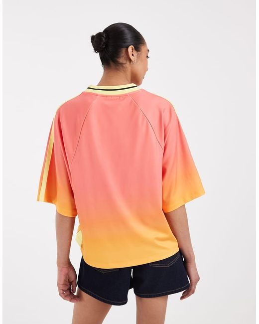 ASOS Orange Oversized V Neck Football T-shirt With Embroidered Graphic