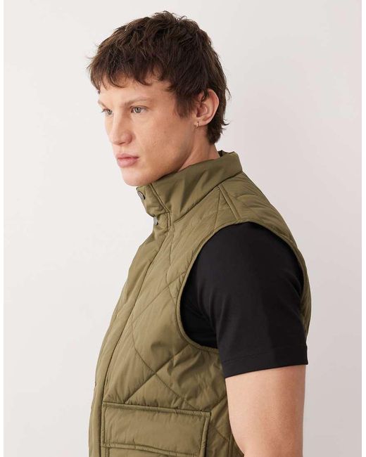 Mango Green Padded Gillet With Front Pockets for men