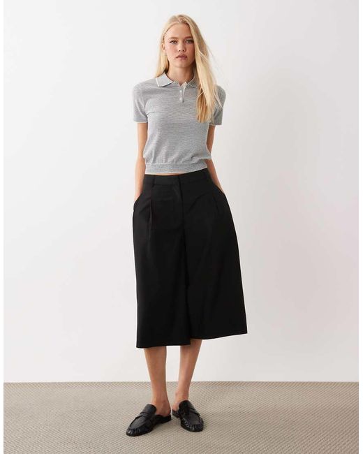 Mango Gray Short Sleeve Polo Top