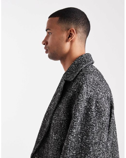 ASOS Gray Wool Look Peacoat for men