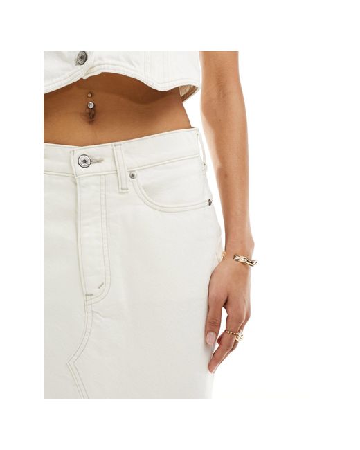 Abercrombie & Fitch White Co-ord Denim Midi Skirt With Front Split