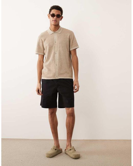 Jack & Jones Natural Knitted Shirt With Short Sleeves for men