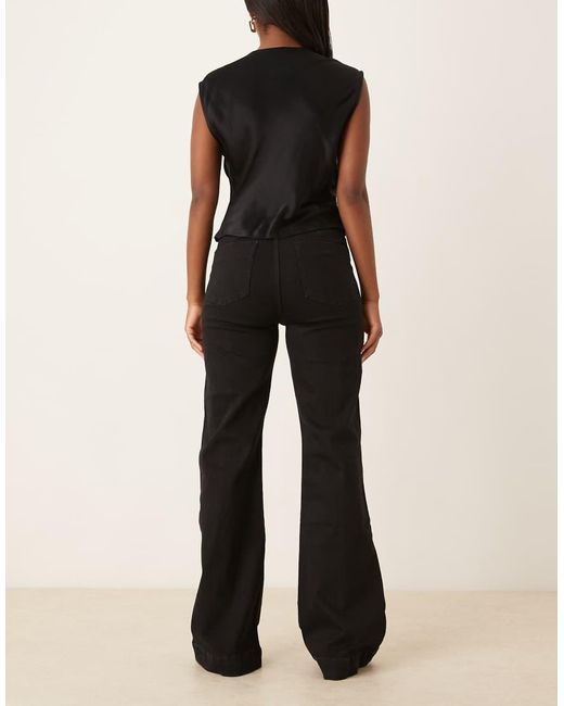 Gina Tricot Black Front Pocket Wide Leg Flare Jeans