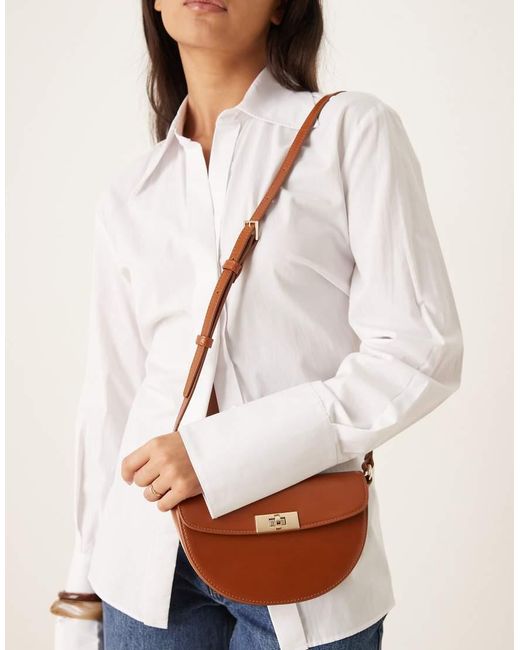 Gant White Leather Cross Body Shoulder Bag With Buckle Detail