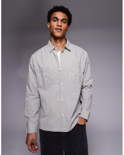 Camicia Comoda A Quadri Blu E di ASOS in Gray da Uomo
