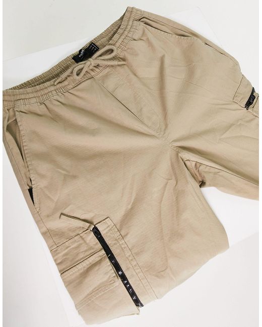 Pantalon cargo en ripstop à poches zippées - camel Pull&Bear pour homme en coloris Natural