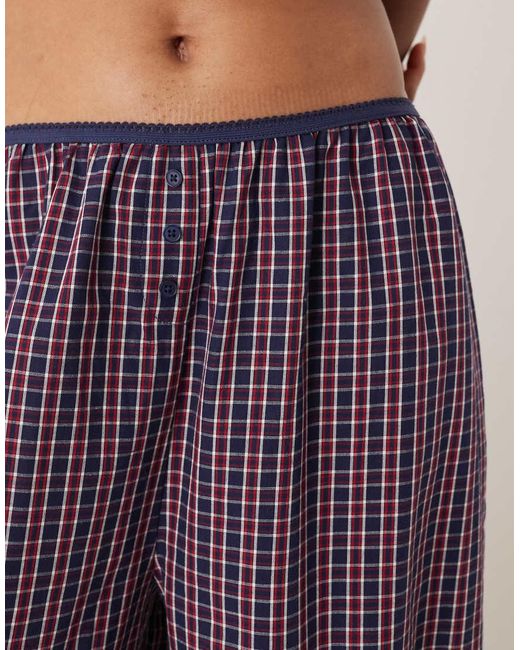 Pantalones De Pijama A Cuadros Rojos Y Azules De Pernera Ancha Con Cinturilla Elástica De Asos Design Tall ASOS de color Purple