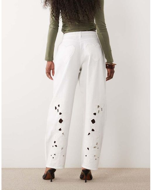 ASOS Natural Lazer Cut Out Barrel Trousers