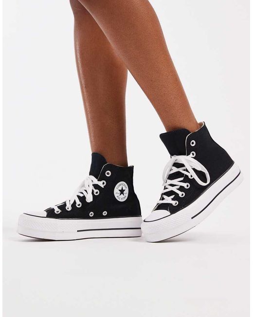 Zapatillas De Deporte Negras Hi-Top Con Plataforma Chuck Taylor All Star Lift Hi De Converse de color Black