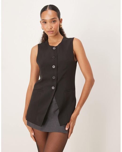 Jdy Black Longline Button Through Waistcoat